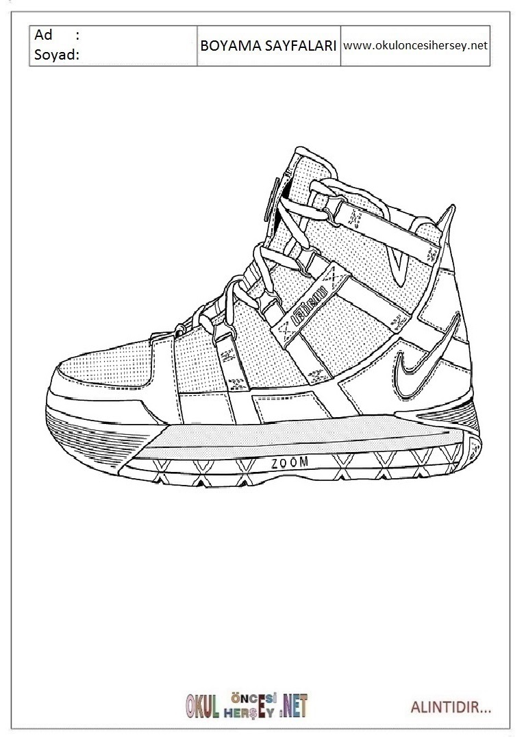 Çocuklar İçin Spor-Ayakkabısı Boyama Sayfaları 